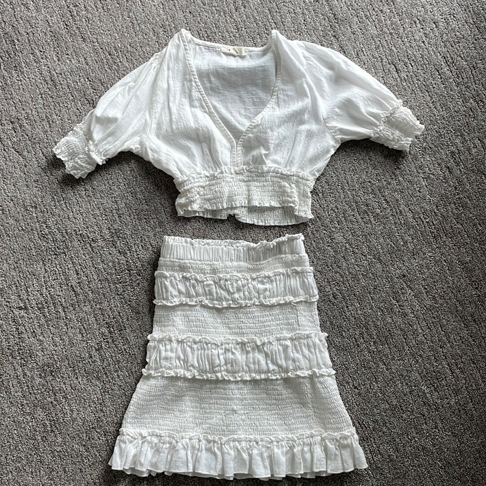 Linen two piece skirt set